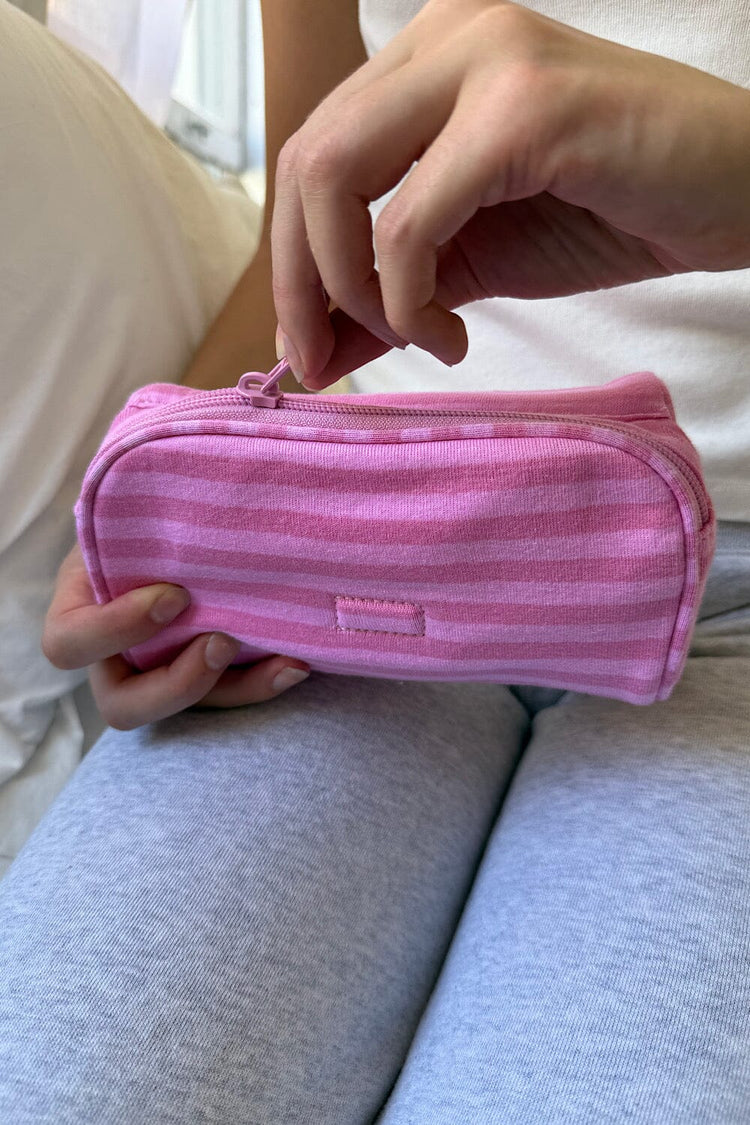 Trousse de Maquillage à Rayures | Bubblegum Pink and Pink Stripes