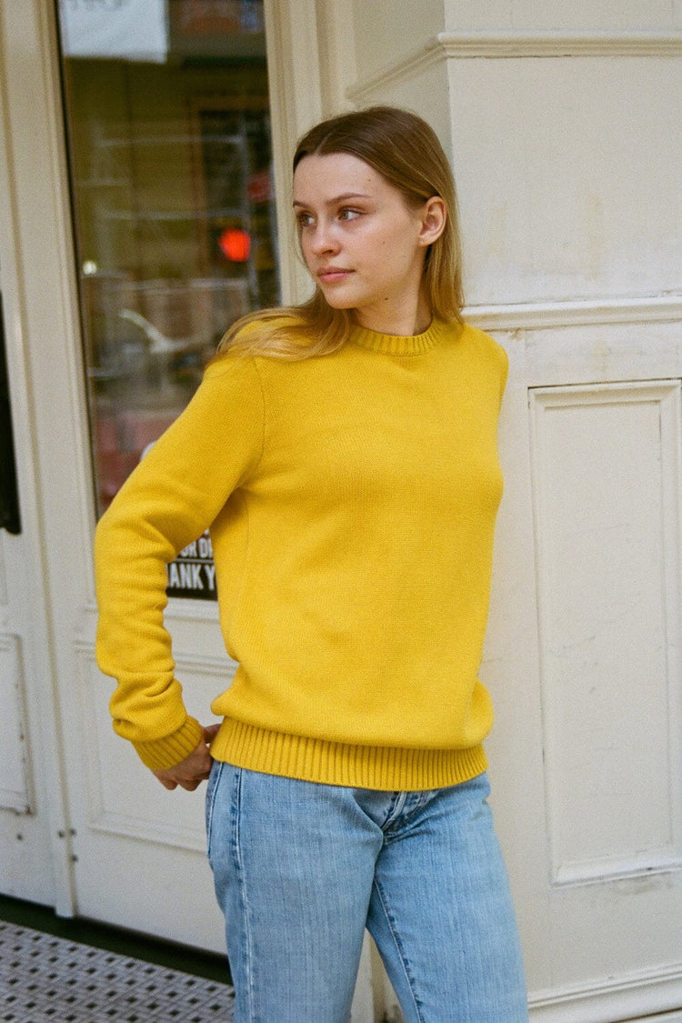 Brianna Cotton Sweater | Bright Yellow / S/M
