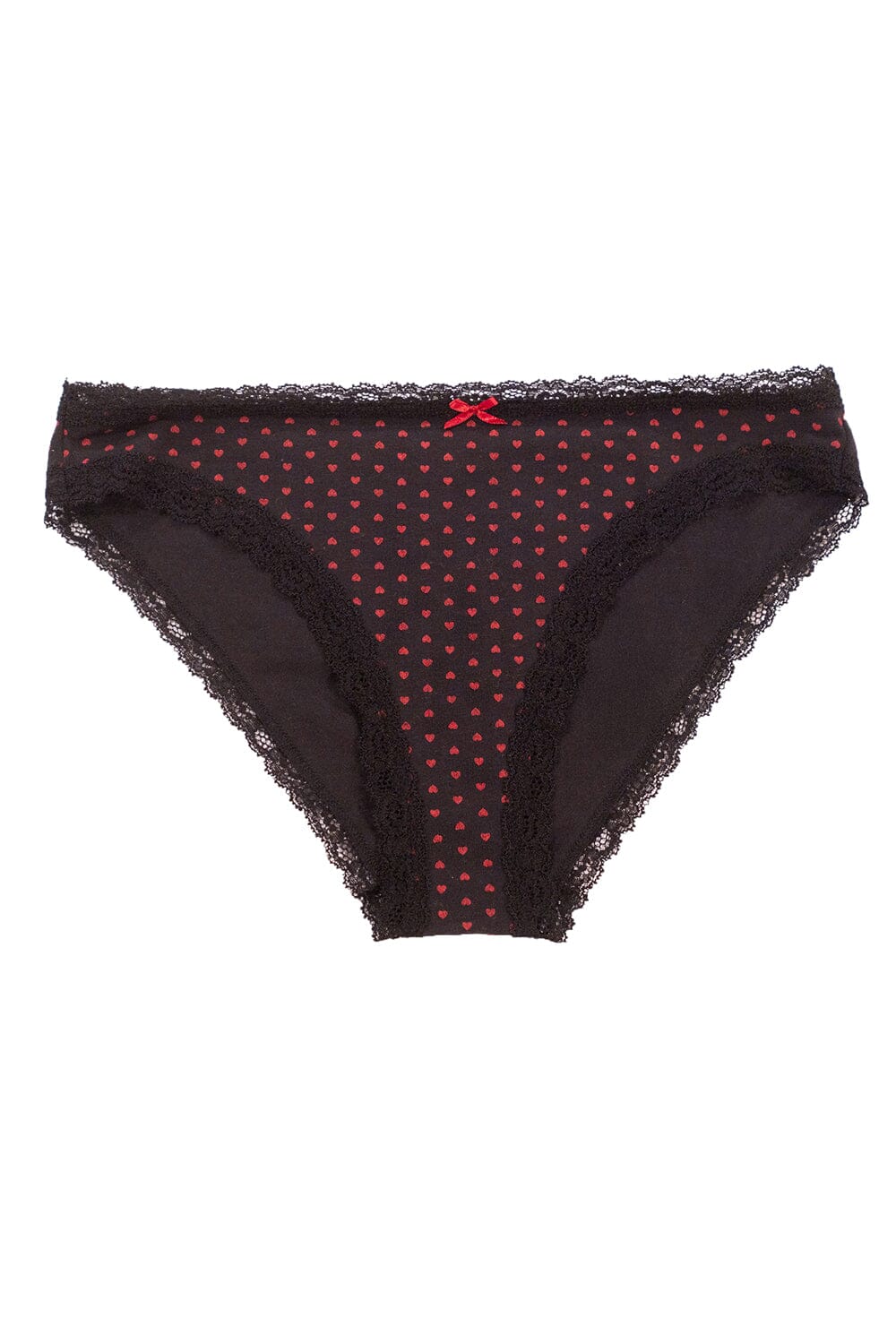Sous-vêtement en dentelle cœur | Black with Red Heart / XS/S
