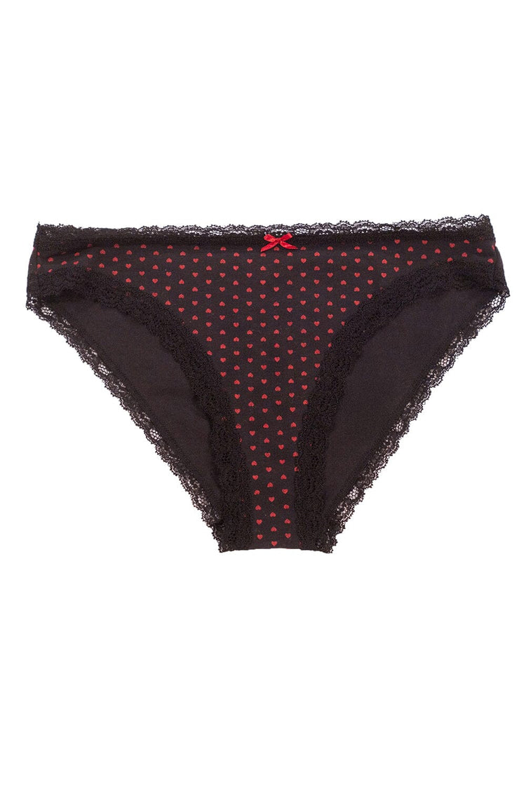 Sous-vêtement en dentelle cœur | Black with Red Heart / XS/S