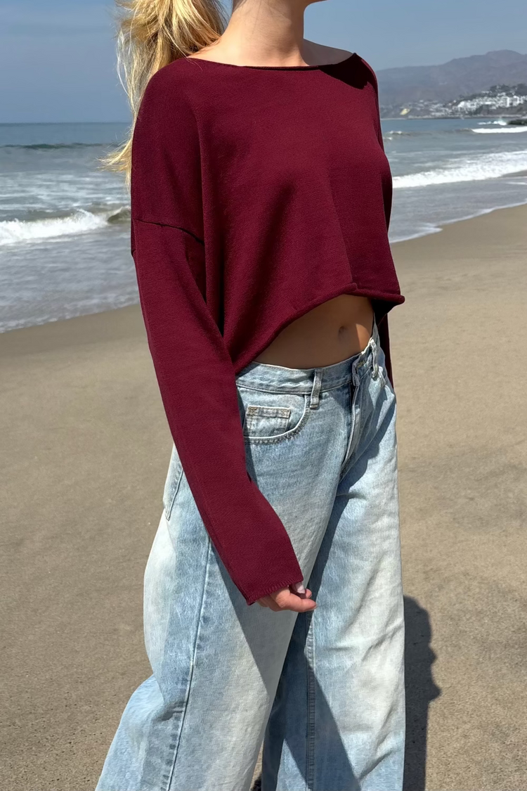 Cameron Cropped Sweater | Burgundy / Cropped Fit