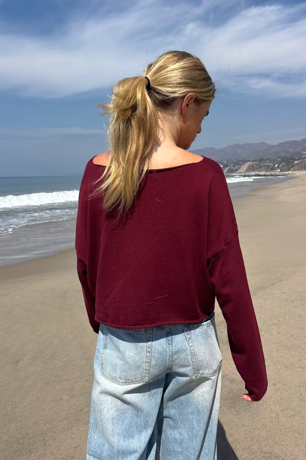 Cameron Cropped Sweater | Burgundy / Cropped Fit
