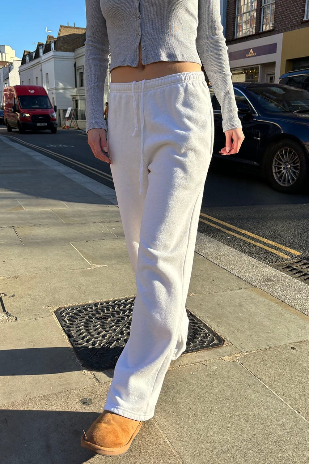 Pantalon de survêtement Anastasia avec liens resserrables | Heather White / XS/S