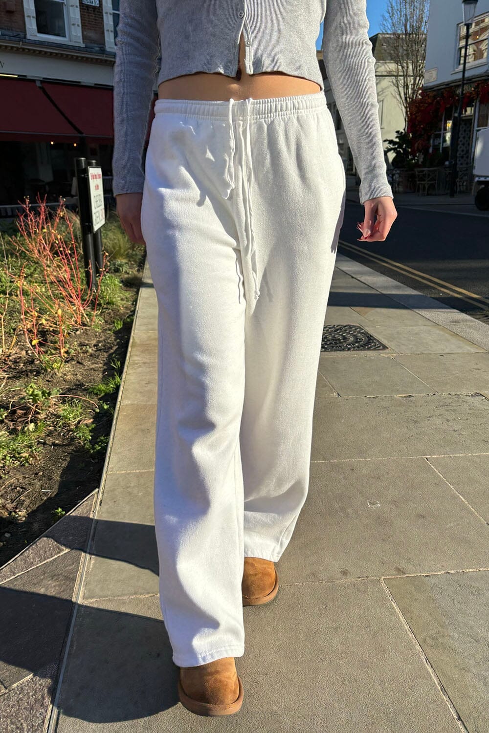 Pantalon de survêtement Anastasia avec liens resserrables | Heather White / XS/S