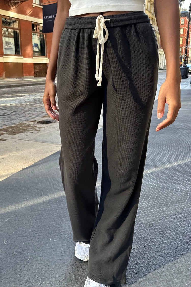Anastasia Waffle Sweatpants | Black / S/M