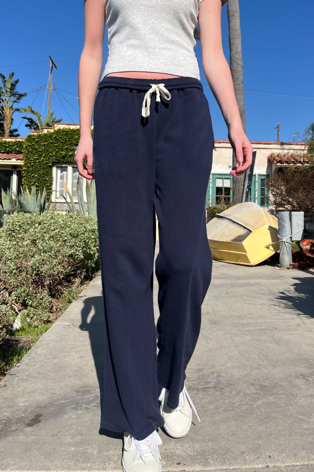 Anastasia Waffle Sweatpants | Navy Blue / S/M