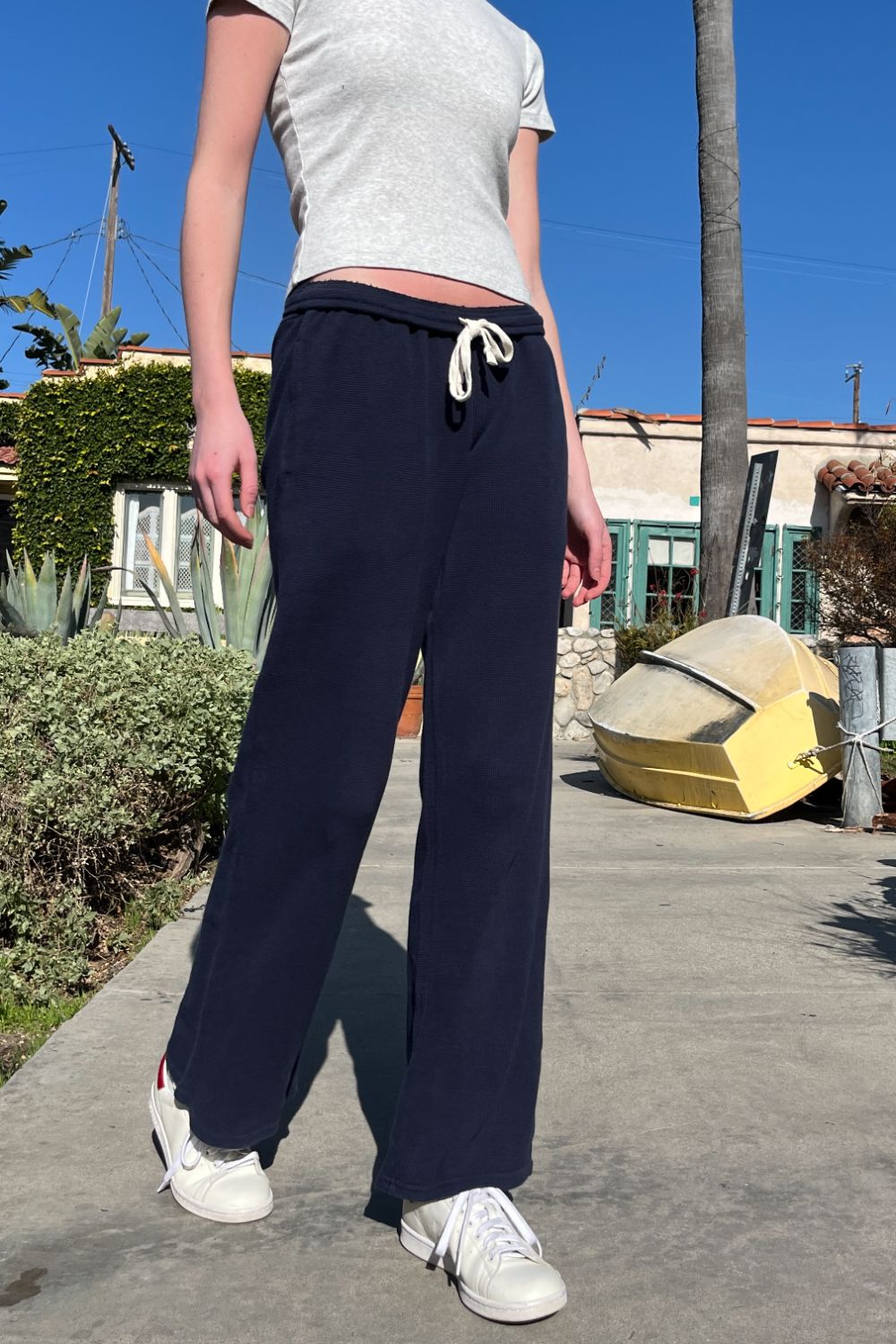 Anastasia Waffle Sweatpants | Navy Blue / S/M