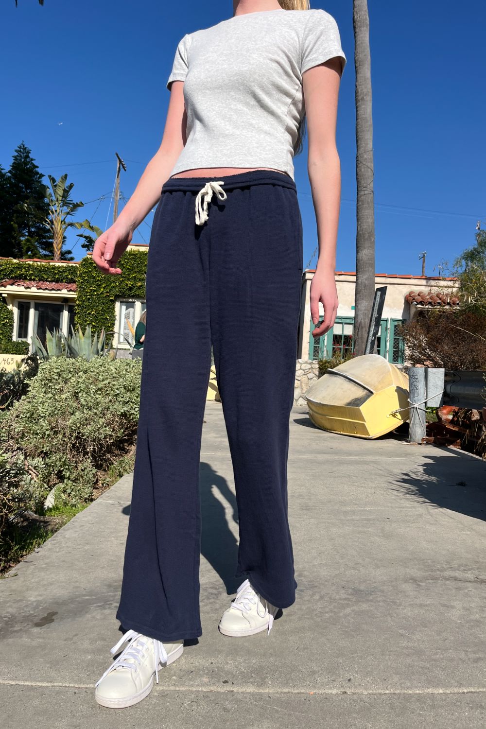 Anastasia Waffle Sweatpants | Navy Blue / S/M