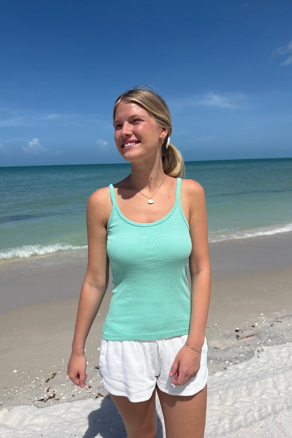 Beyonca Long Tank | Seafoam Teal / XS/S