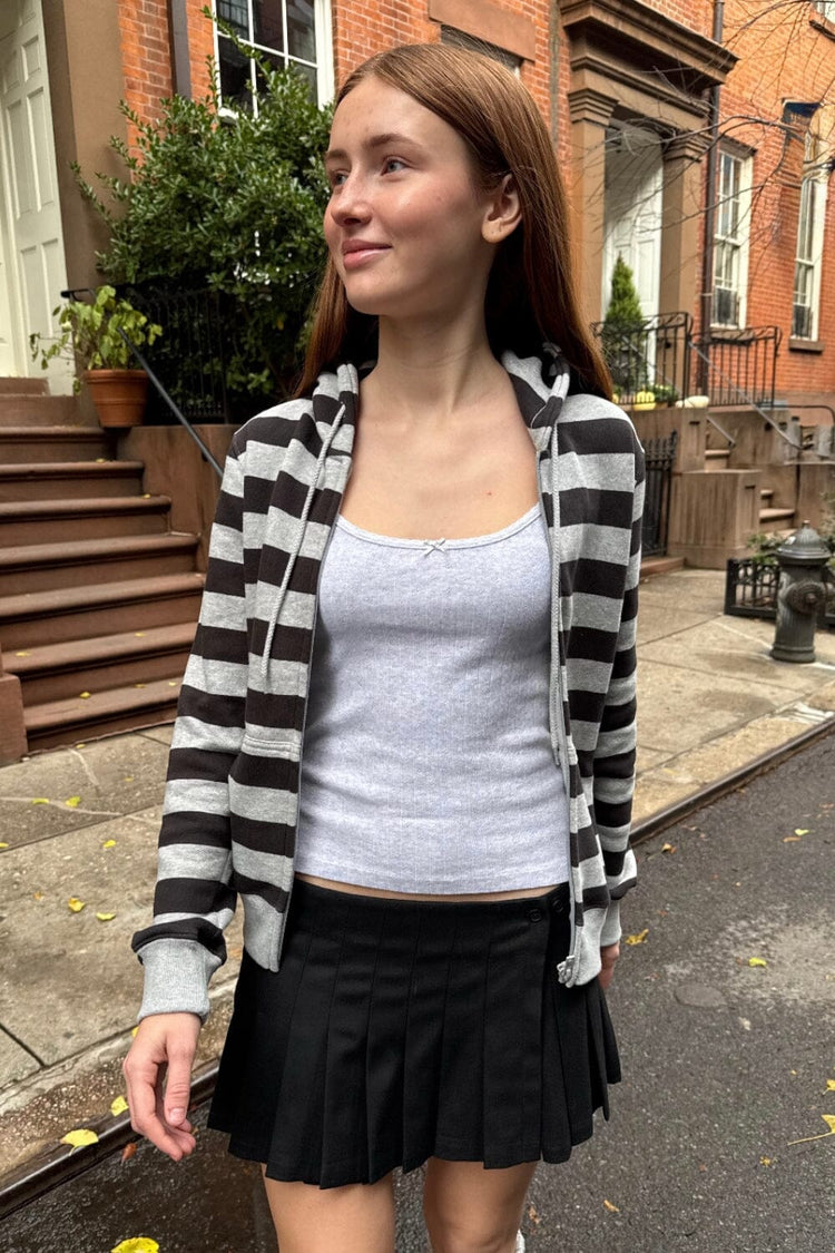 Christy Striped Hoodie | Black Grey Stripes / S/M