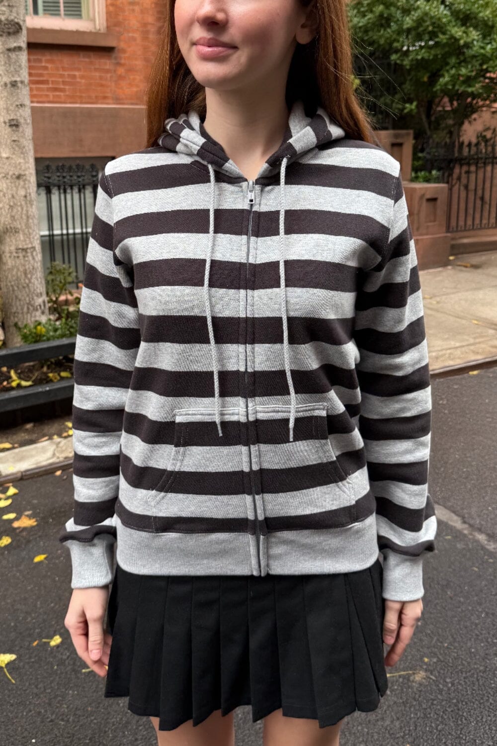 Christy Striped Hoodie | Black Grey Stripes / S/M