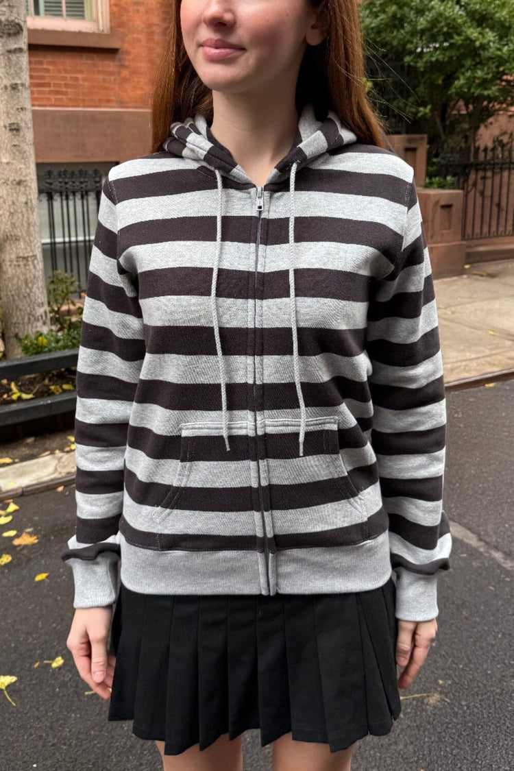 Christy Striped Hoodie | Black Grey Stripes / S/M