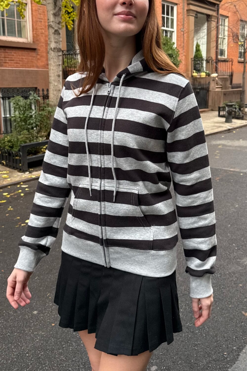 Christy Striped Hoodie | Black Grey Stripes / S/M
