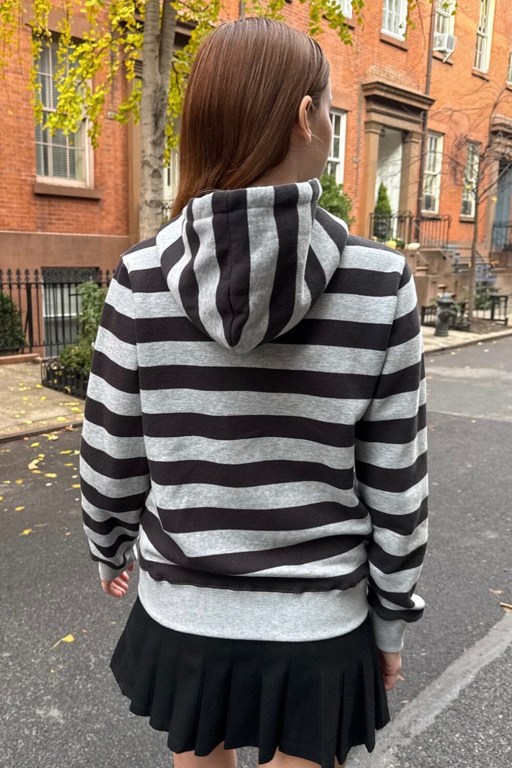 Christy Striped Hoodie | Black Grey Stripes / S/M