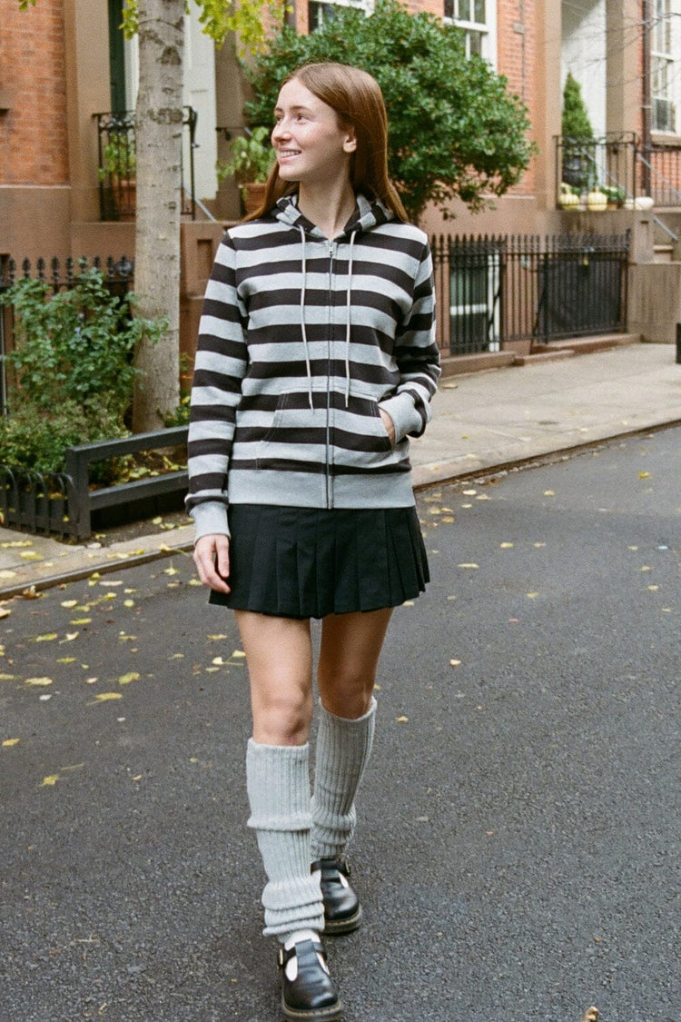 Christy Striped Hoodie | Black Grey Stripes / S/M