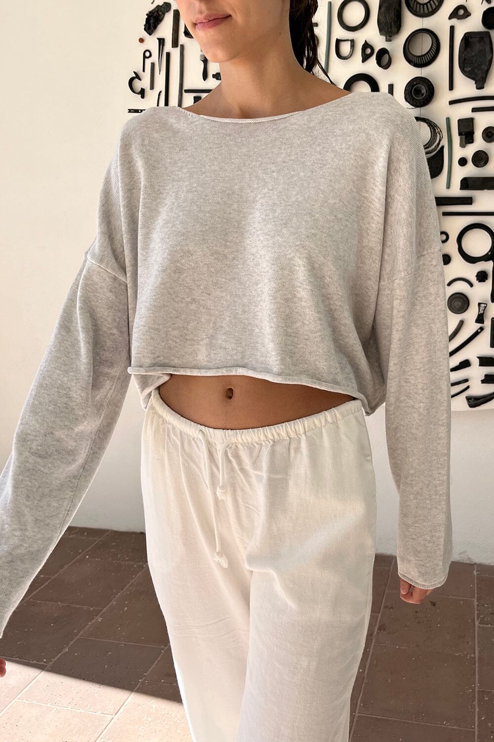 Cameron Cropped Sweater | Silver Grey / Cropped Fit