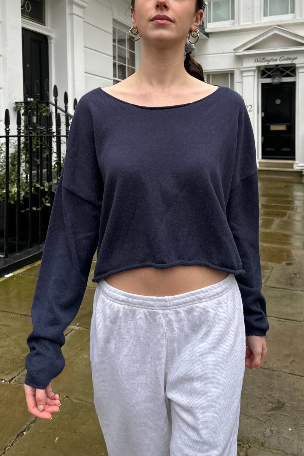 Cameron Cropped Sweater | Navy Blue / Cropped Fit