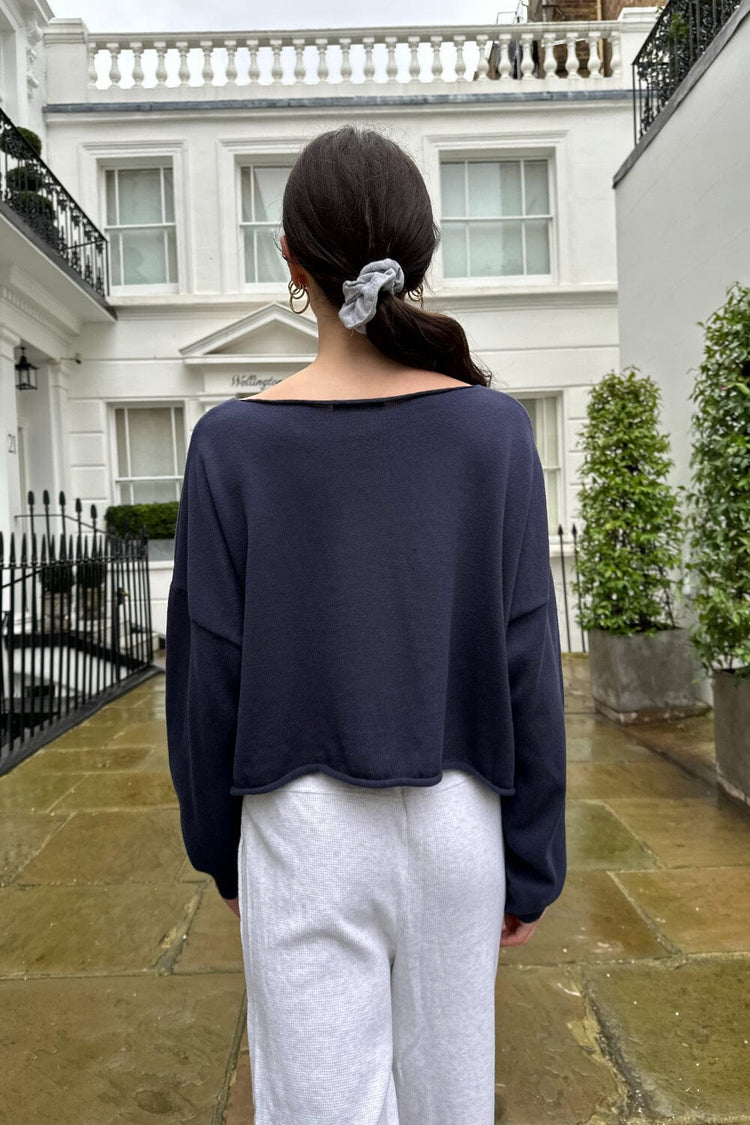 Cameron Cropped Sweater | Navy Blue / Cropped Fit