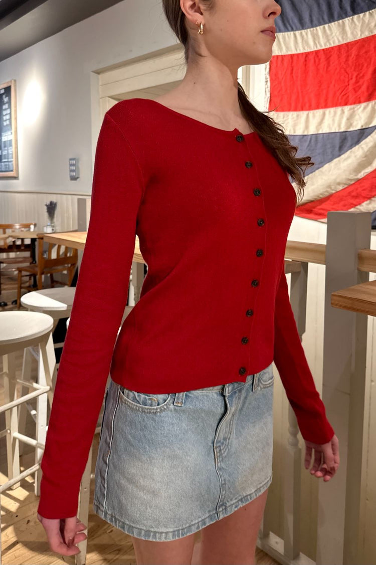 Athelia Eyelet Top | Red / S