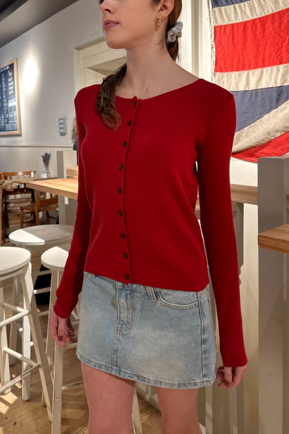 Athelia Eyelet Top | Red / S