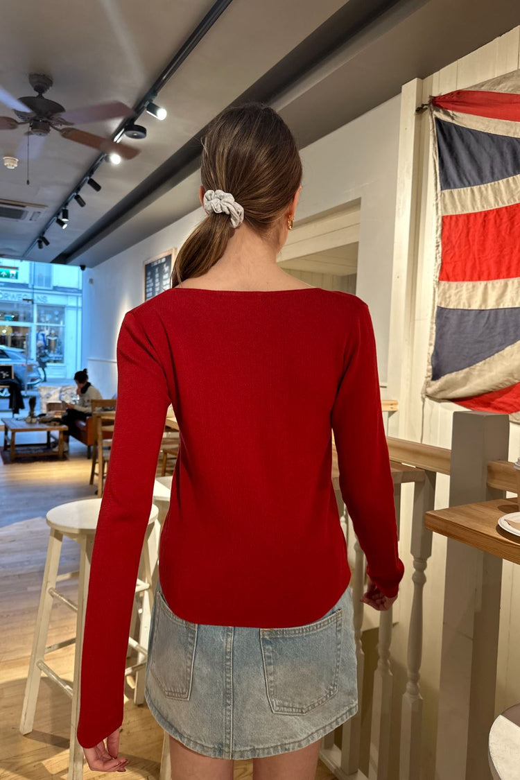 Athelia Eyelet Top | Red / S