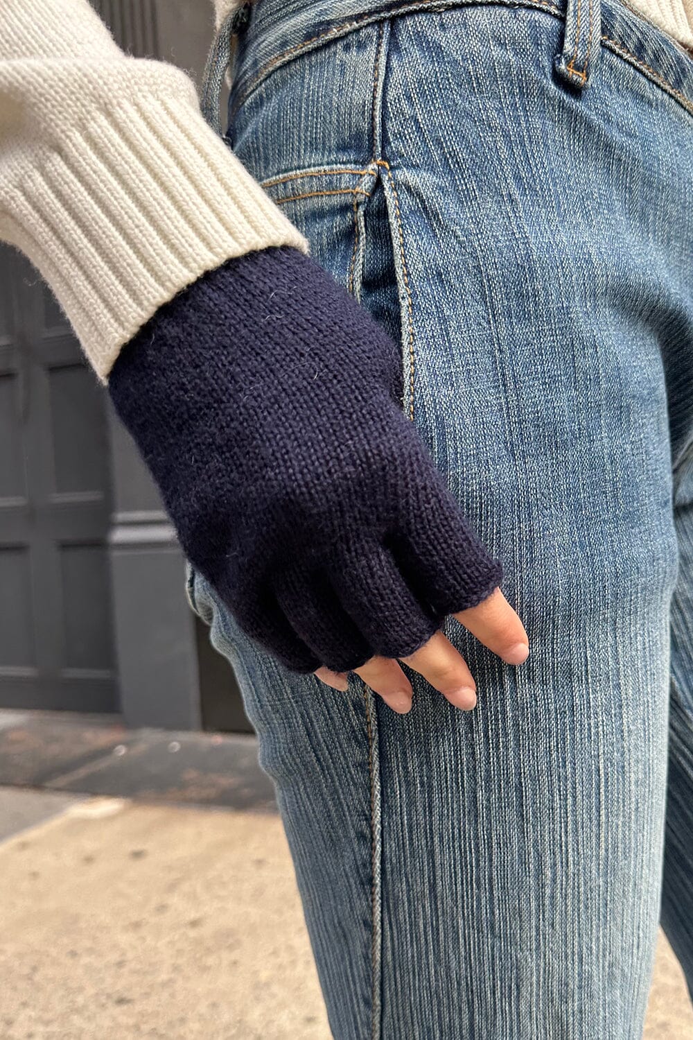 Gants en laine sans doigts (Ne pas activer) OK | Navy Blue