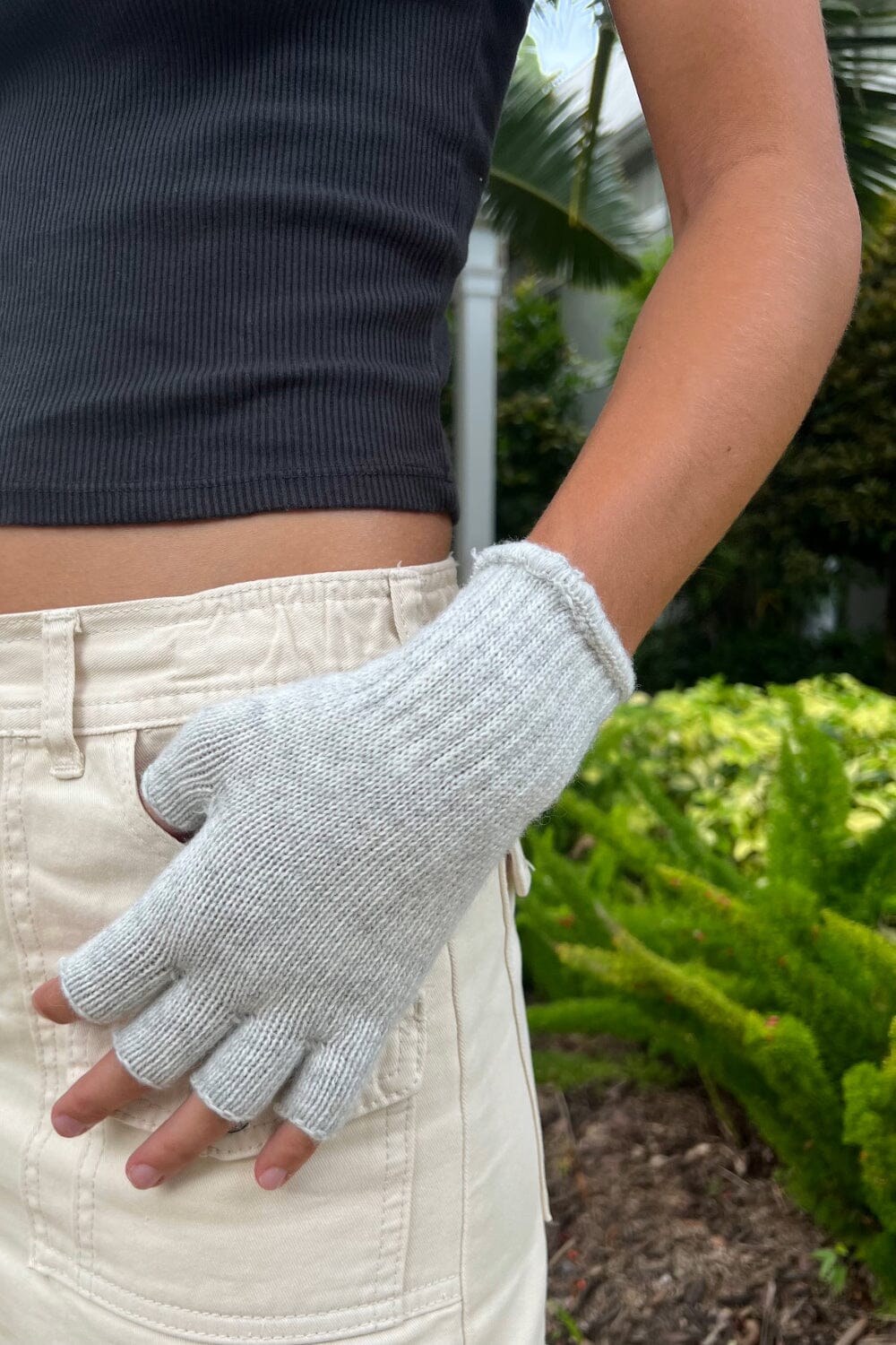 Gants en laine sans doigts (Ne pas activer) OK | Silver Grey