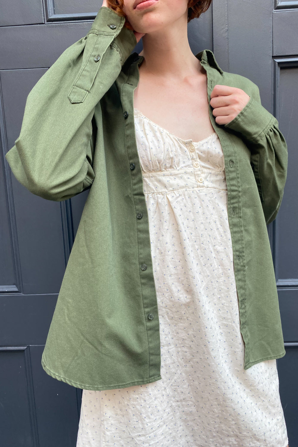 Stephanie Cargo Jacket | Military Green / Oversized Fit