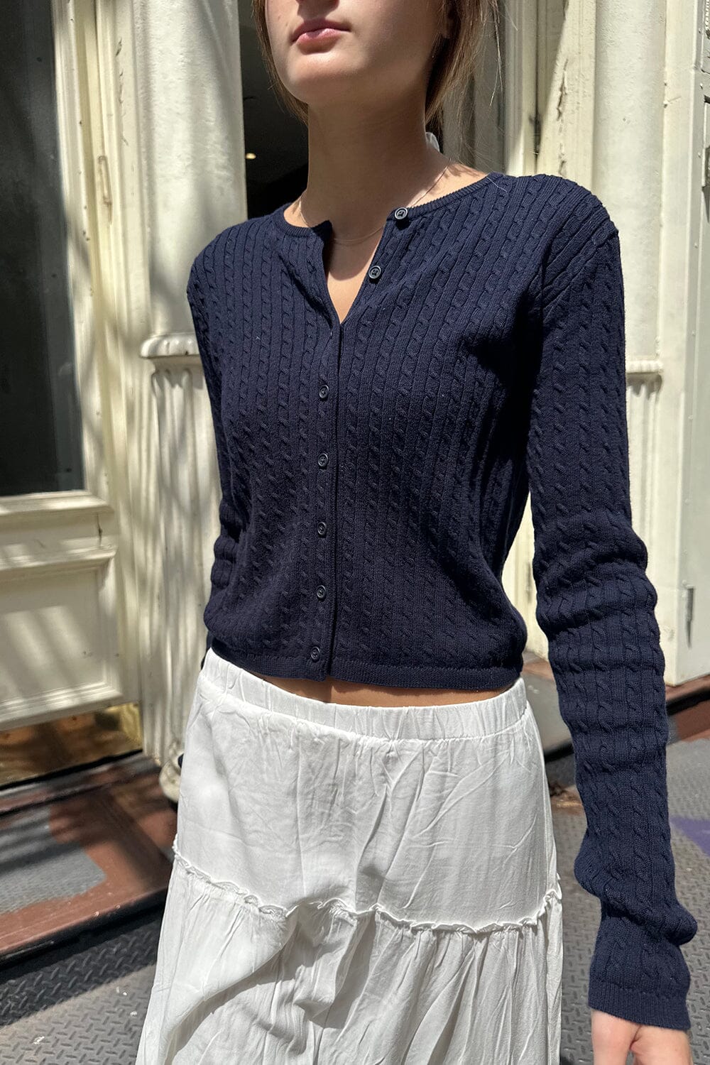 Zoe Cable Knit Cardigan | Classic Navy / XS/S
