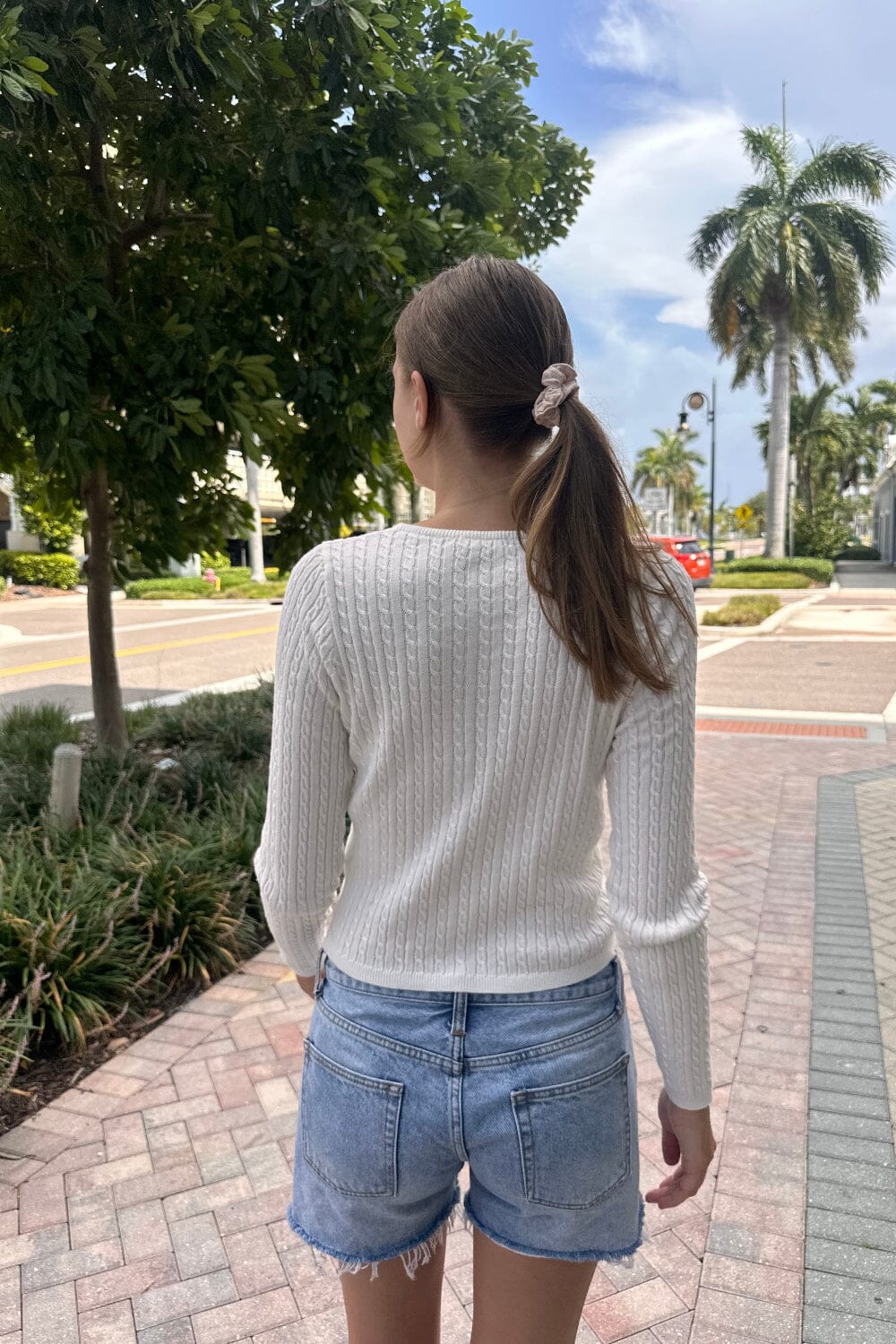 Cardigan en maille torsadée Zoé | Natural White / XS/S