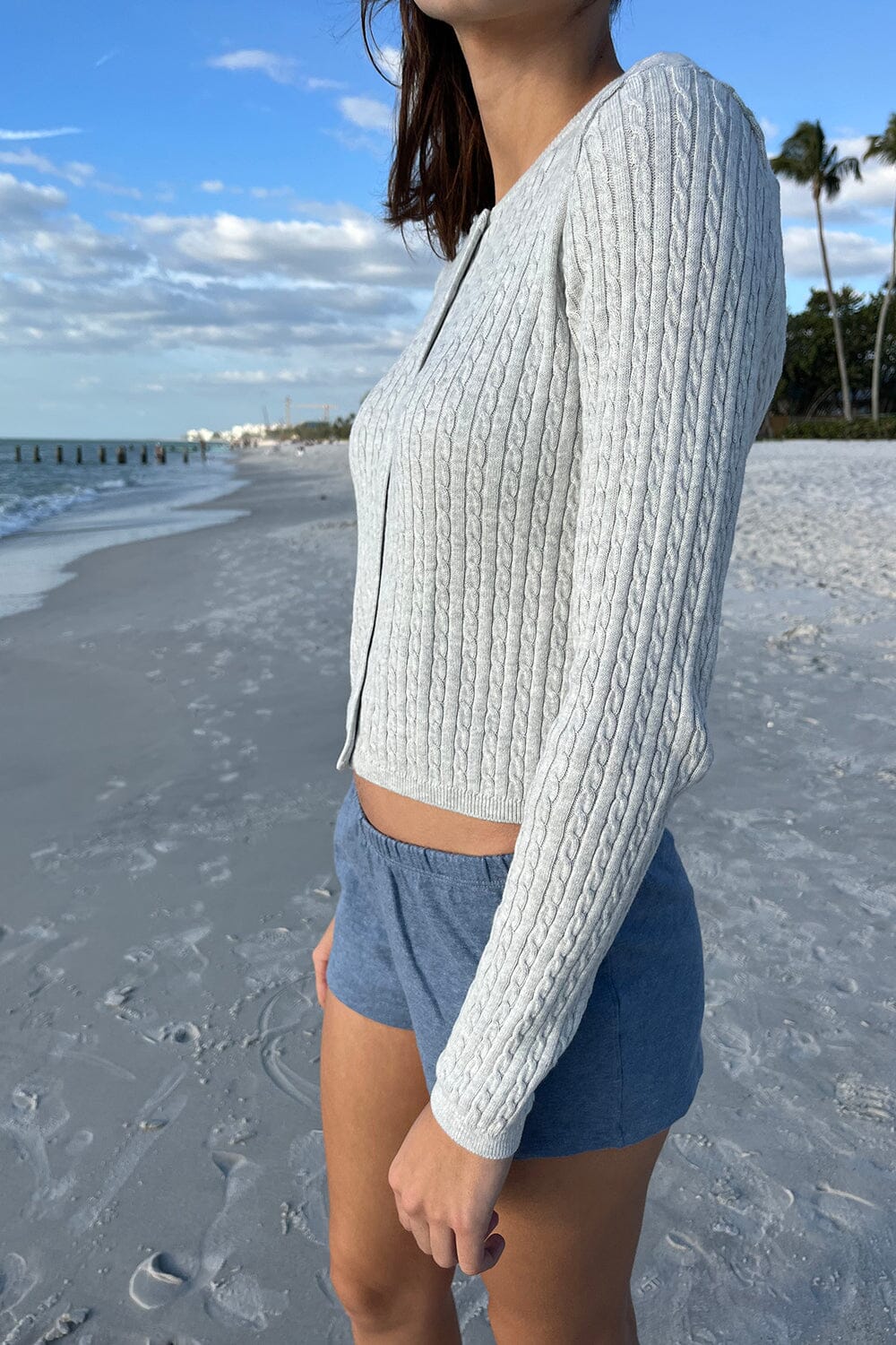 Zoe Cable Knit Cardigan | Light Grey / XS/S
