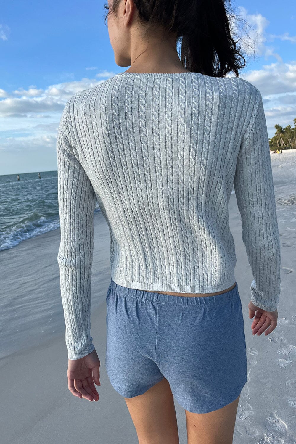 Zoe Cable Knit Cardigan | Light Grey / XS/S