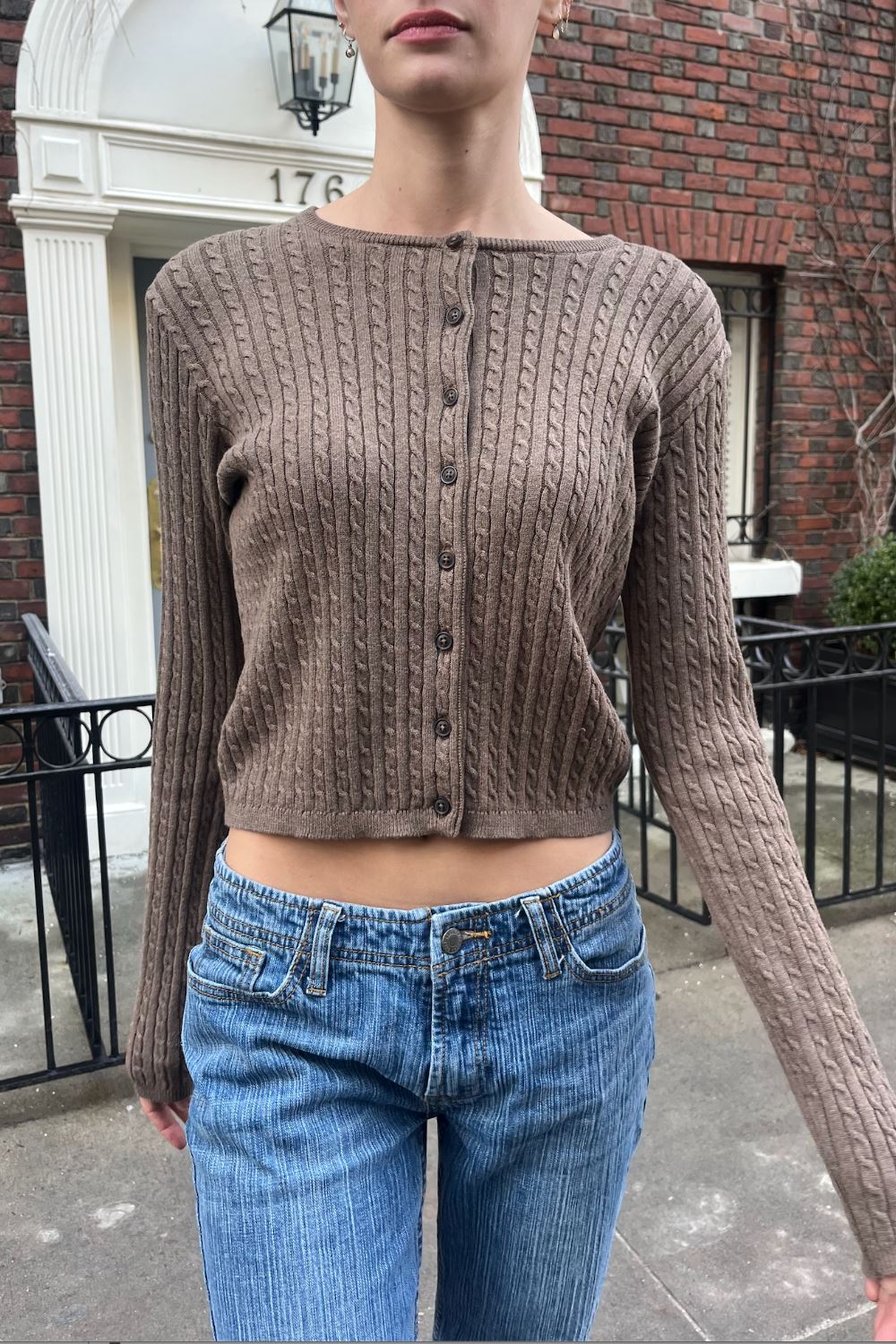 Zoe Cable Knit Cardigan | Dark Brown / XS/S