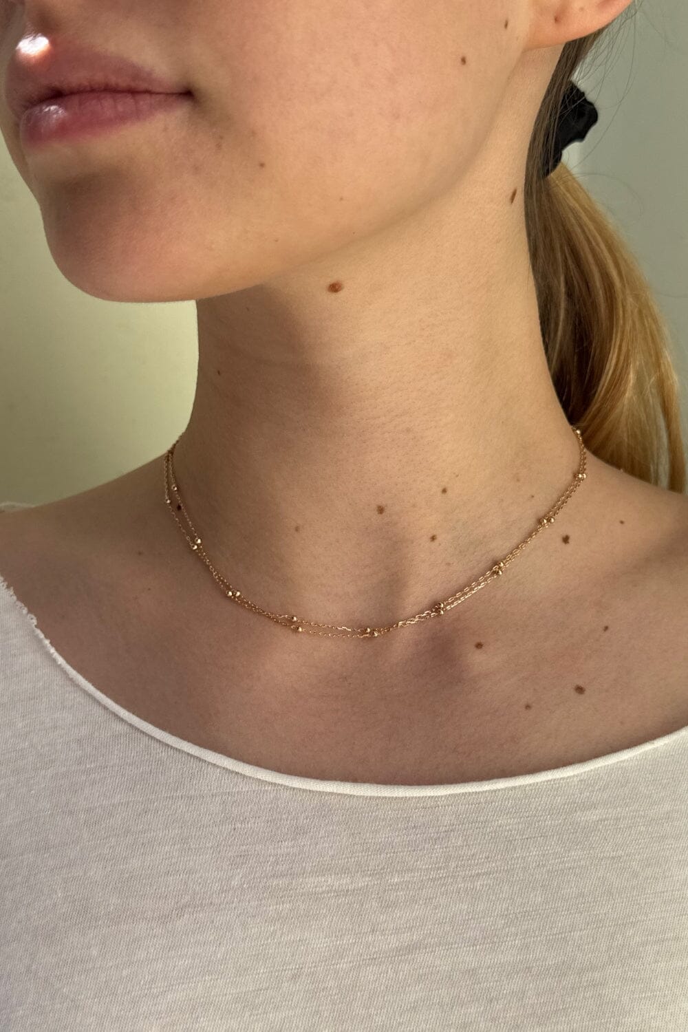 Collier de perles à double chaîne | Gold