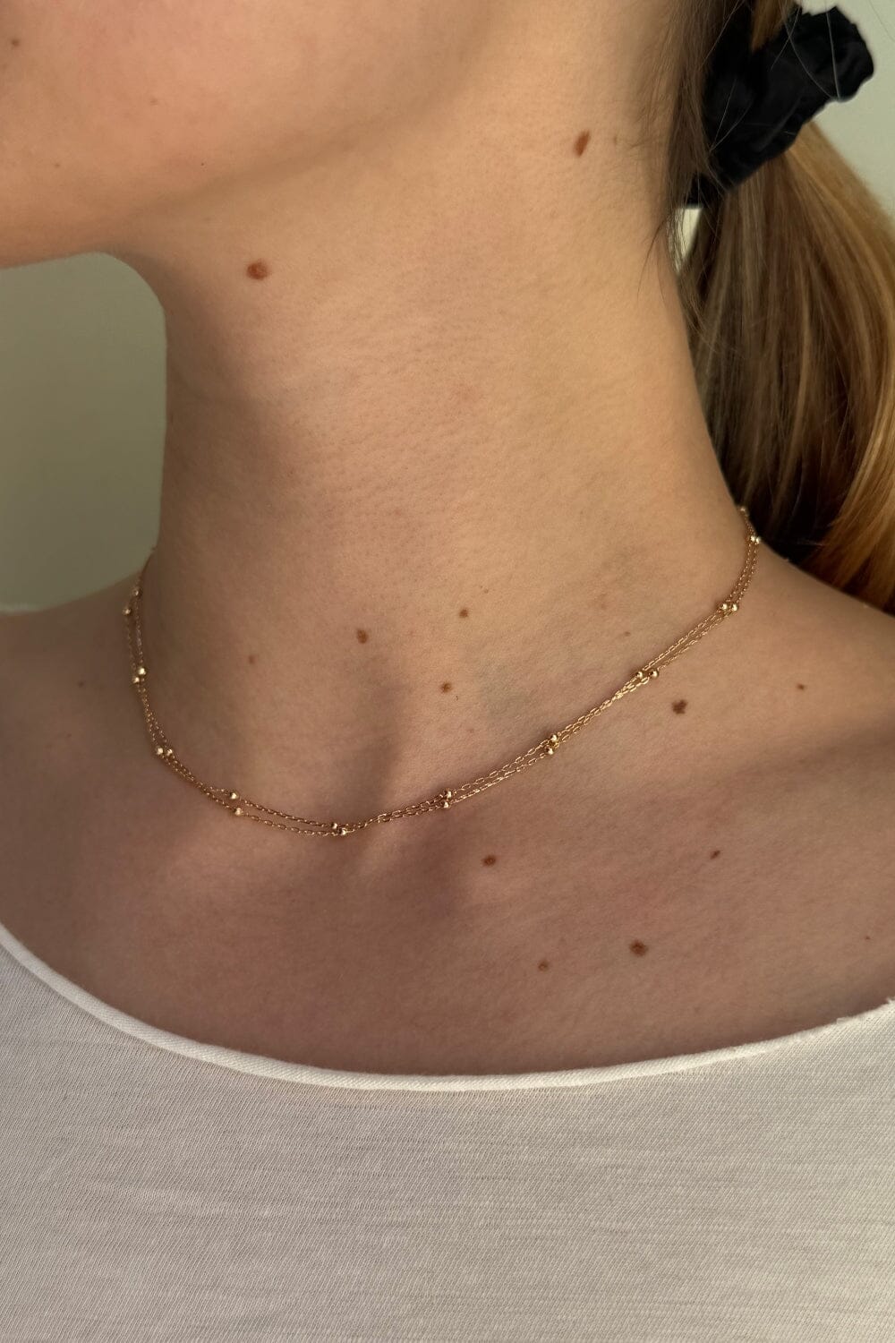 Collier de perles à double chaîne | Gold