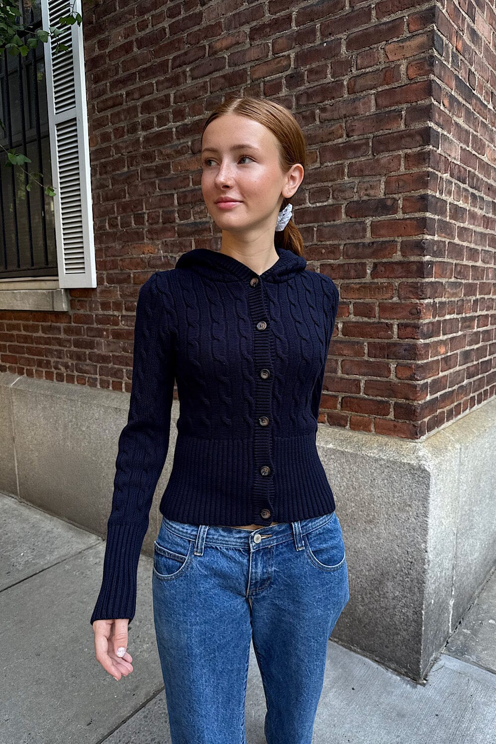Aura Cable Knit Cardigan | Navy Blue / XS/S