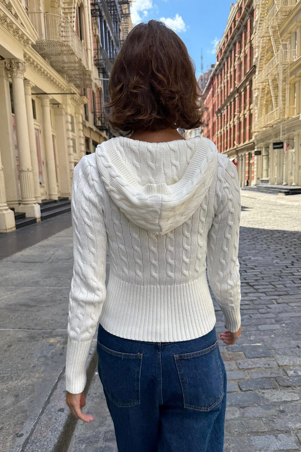 Aura Cable Knit Cardigan | White / XS/S