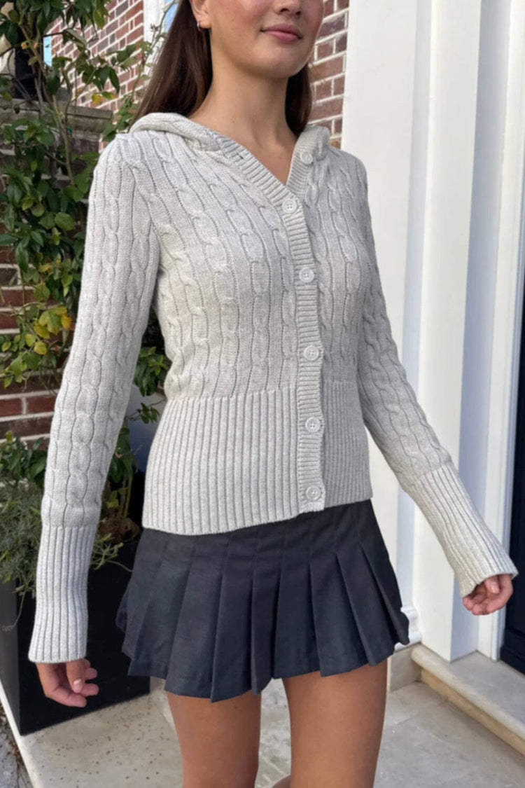 Aura Cable Knit Cardigan | Light Grey / XS/S