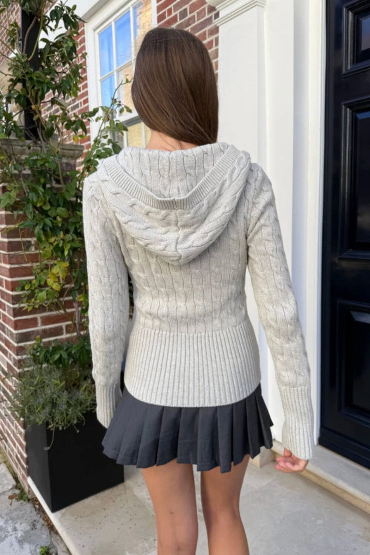 Aura Cable Knit Cardigan | Light Grey / XS/S