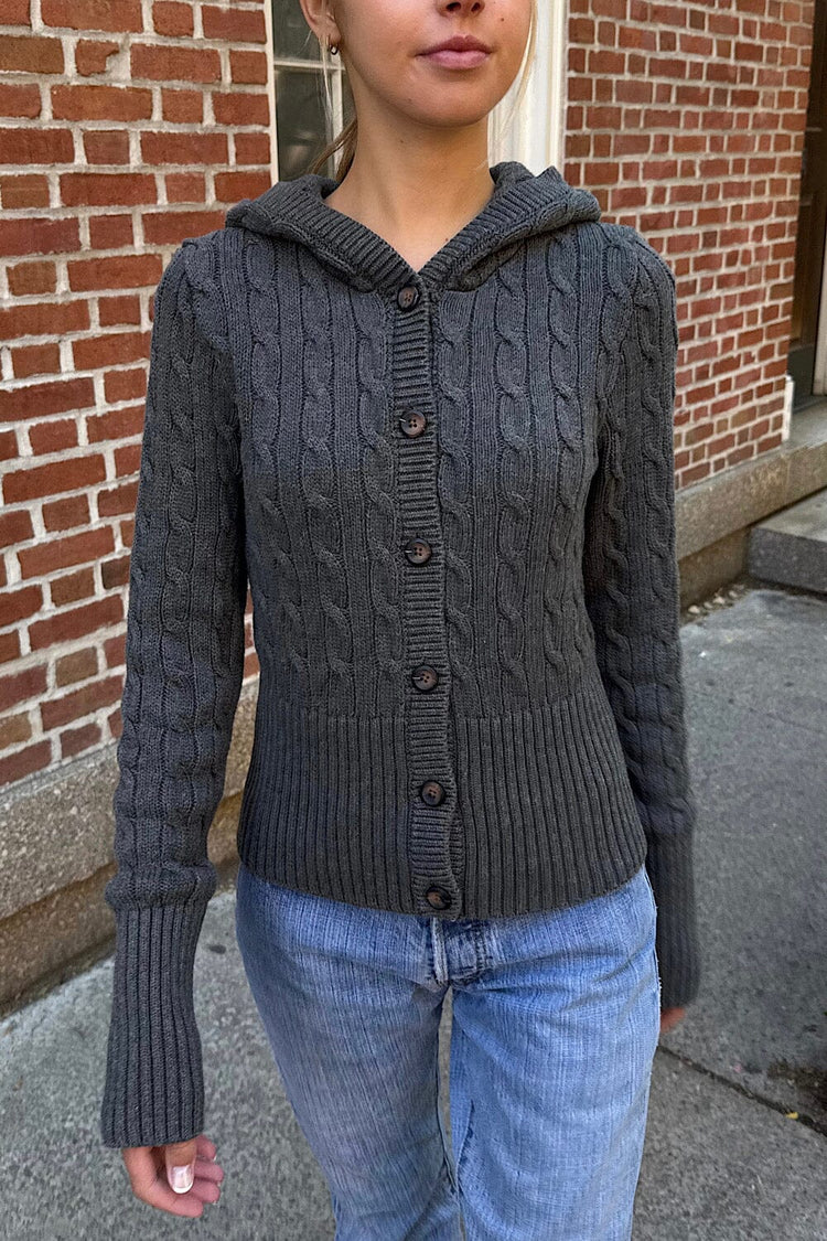 Aura Cable Knit Cardigan | Dark Heather Grey / XS/S