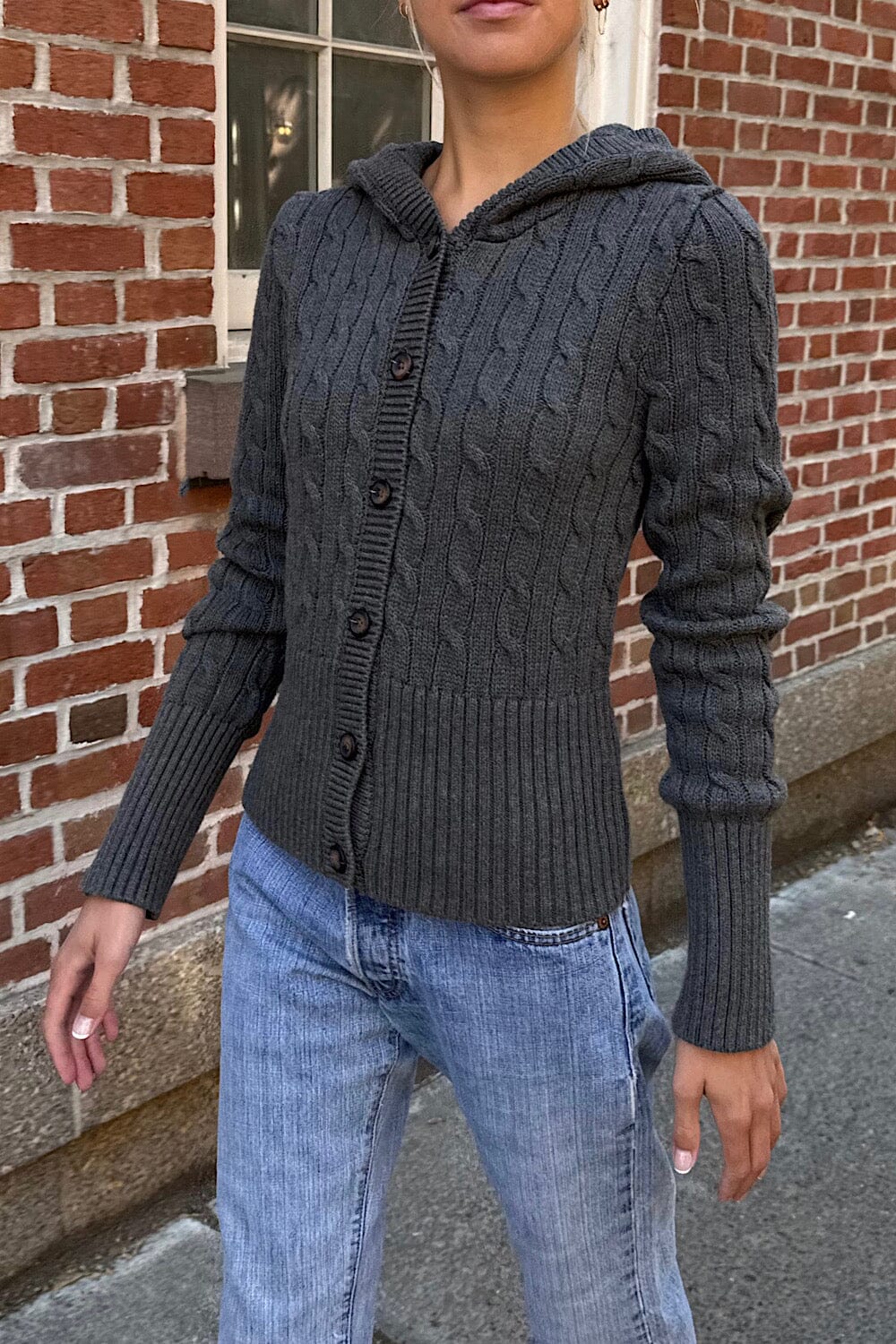 Aura Cable Knit Cardigan | Dark Heather Grey / XS/S