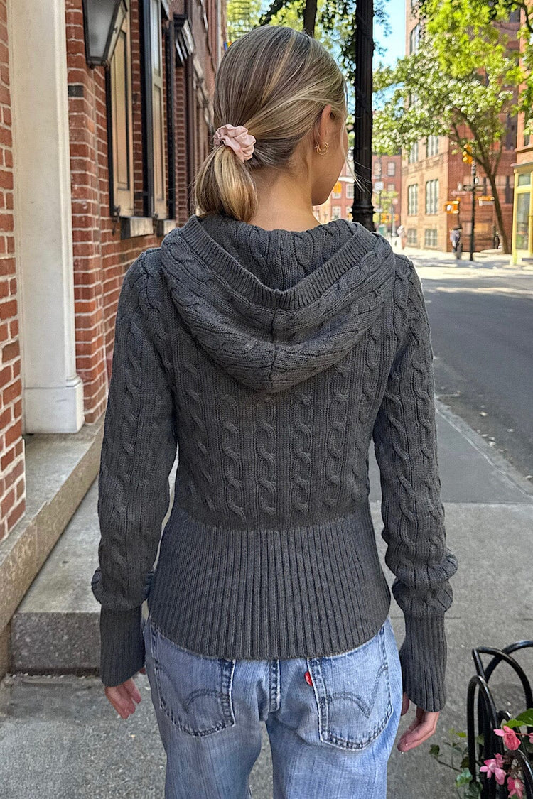 Aura Cable Knit Cardigan | Dark Heather Grey / XS/S