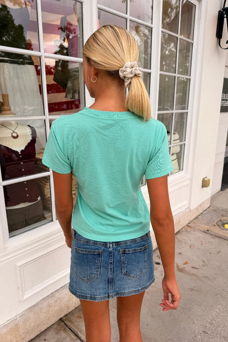 Chloe Motorcyclist Top | Seafoam Teal / XS/S