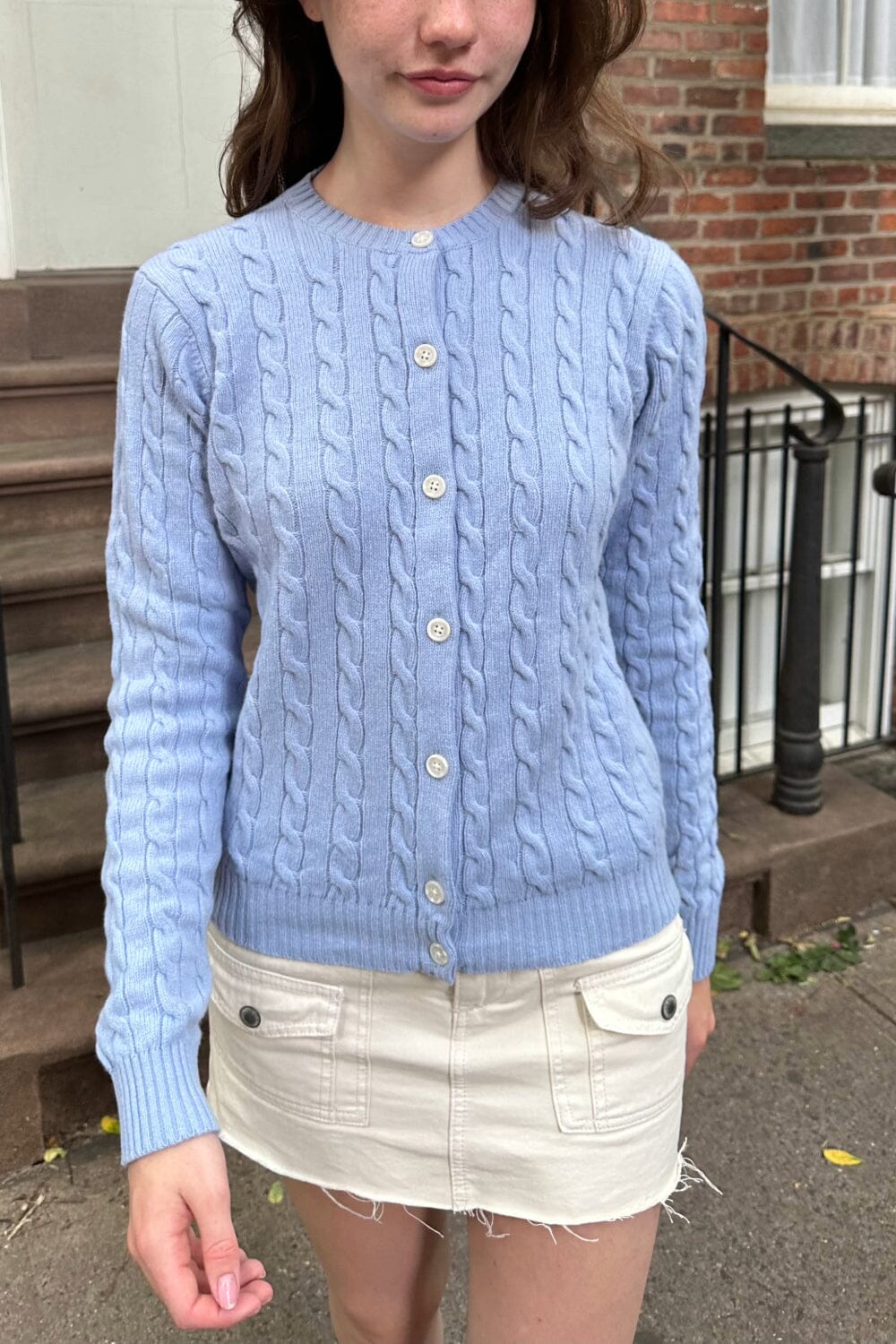 Gilet en maille torsadée en laine Olsen (ne pas activer) OK | Light Blue / S