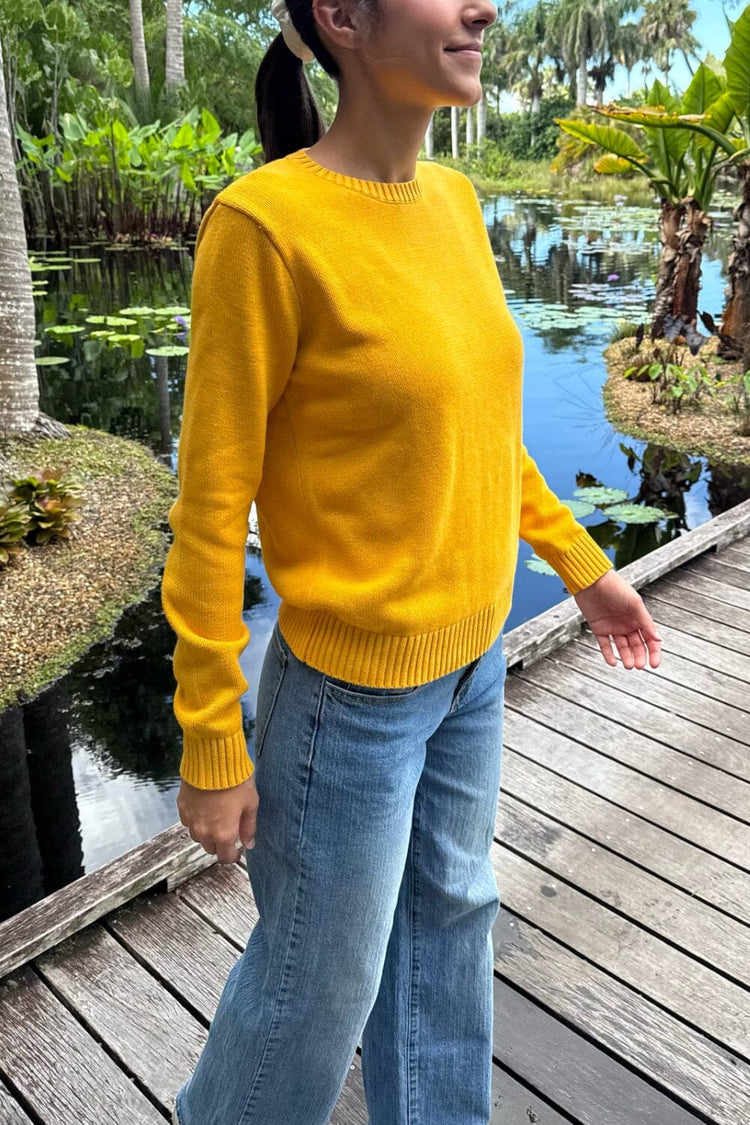 Brianna Cotton Sweater | Bright Yellow / S/M