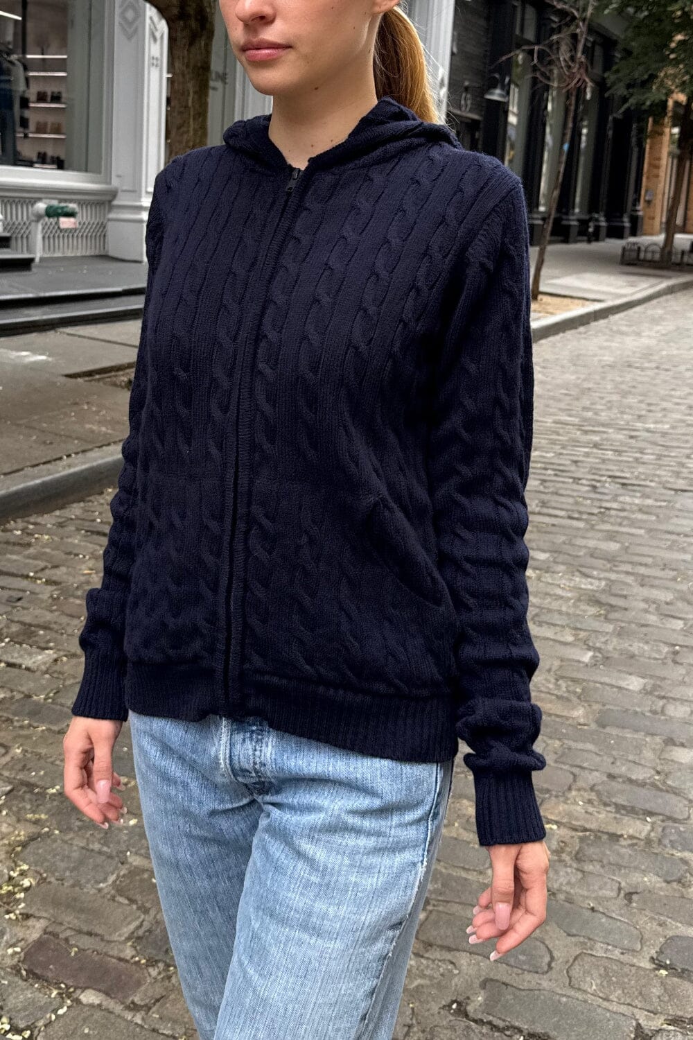 Ayla Cable Knit Sweater | Navy Blue / XS/S