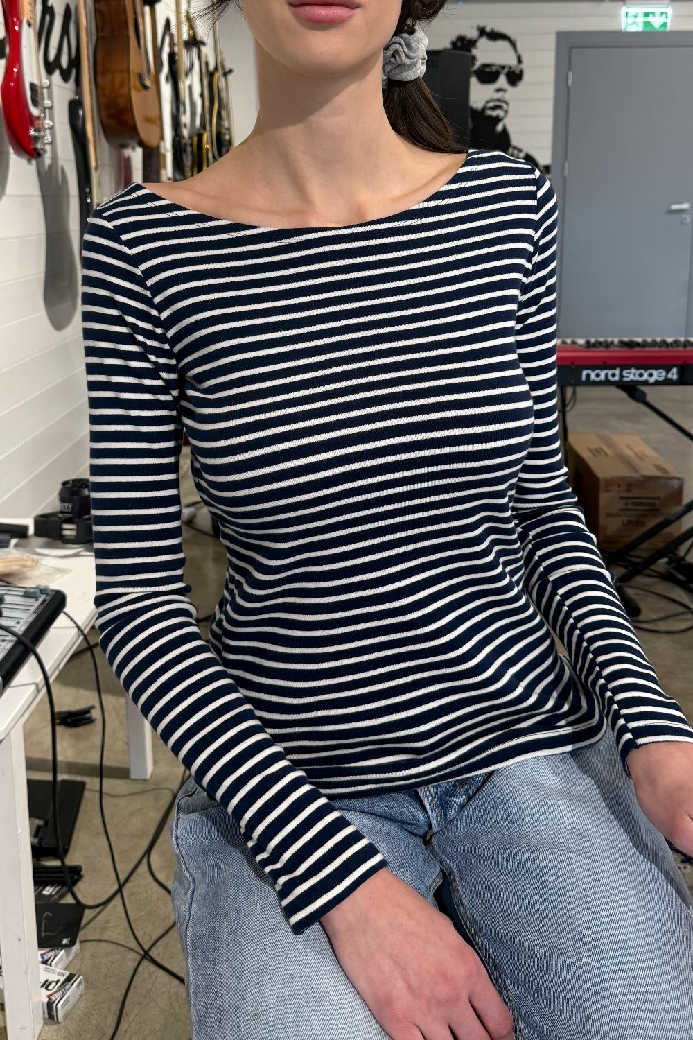 Catalina Striped Top | Black and White Stripes / S