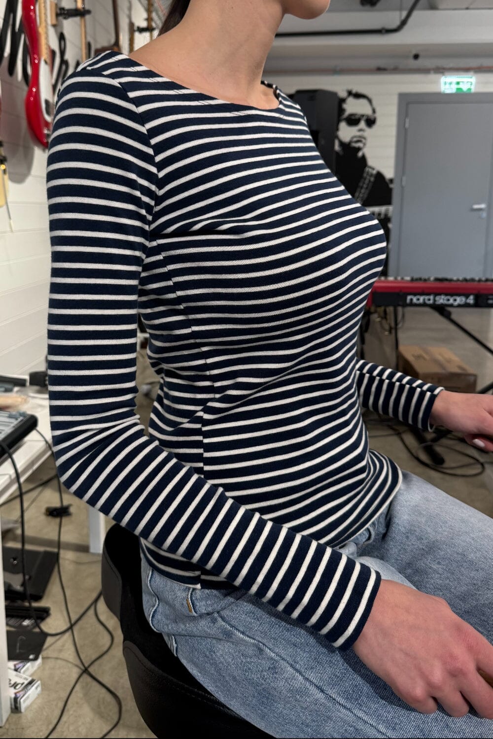 Catalina Striped Top | Black and White Stripes / S