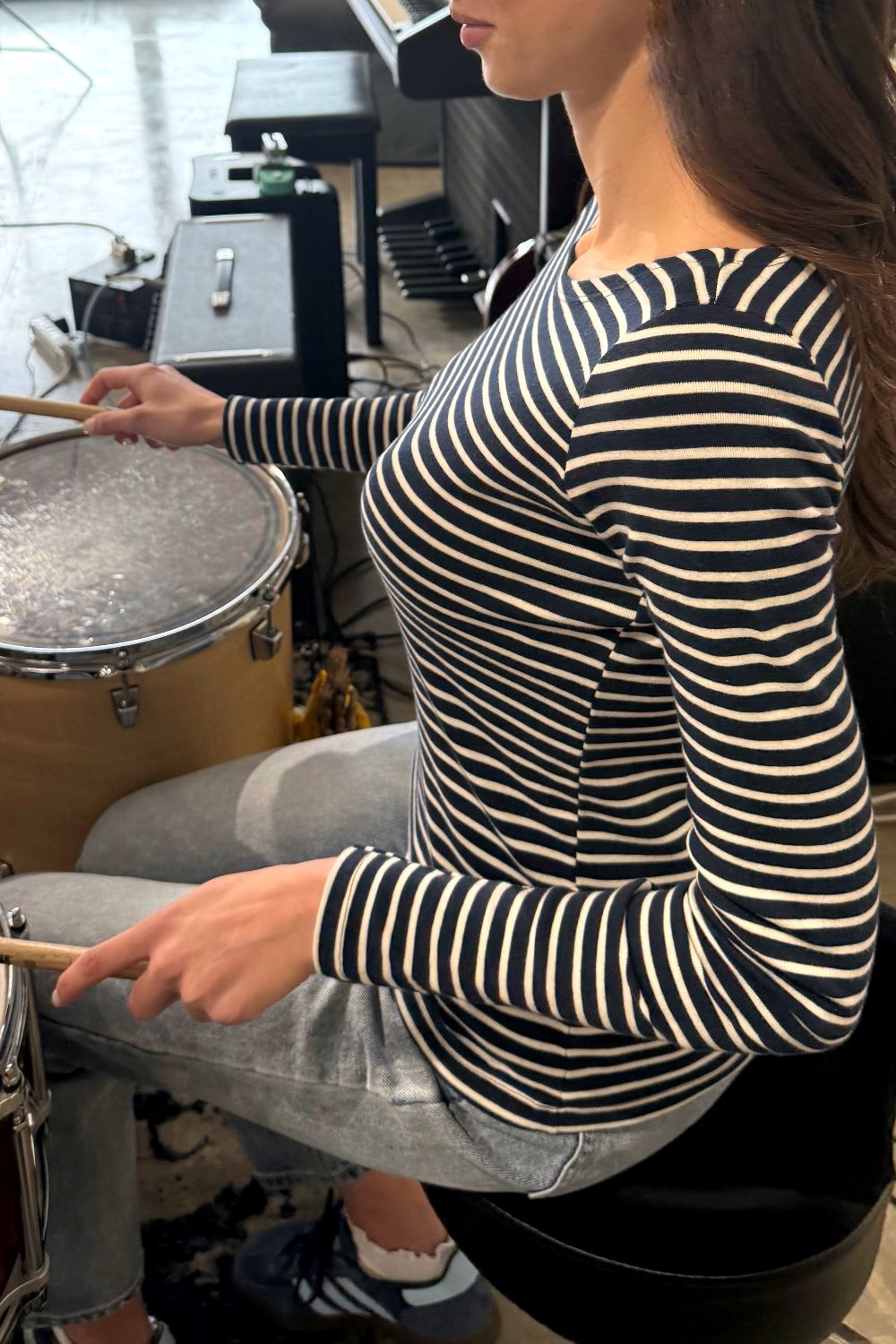 Catalina Striped Top | Black and White Stripes / S