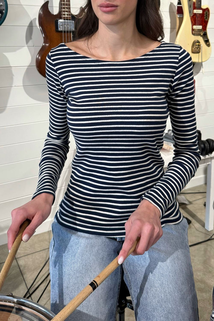 Catalina Striped Top | Black and White Stripes / S